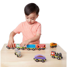 Load image into Gallery viewer, Melissa &amp; Doug Wooden Train Cars 8 pieces NEW