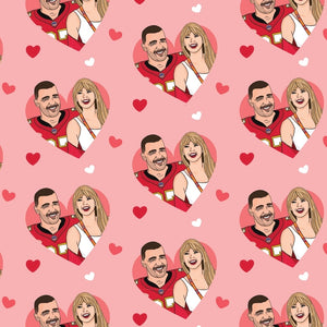 Pink Red Hearts Taylor Travis theme wrapping paper Valentine's Day.