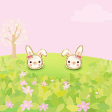 Load image into Gallery viewer, Bouncy bunny lead free pierced earrings.
