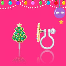 Load image into Gallery viewer, Girl Nation Happy Christmas Tree Clip On Earrings NEW
