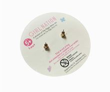 Load image into Gallery viewer, Pretty Pink Kitten Piereced Earrings for girls back side