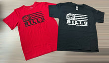 Load image into Gallery viewer, Bills Football Flag handmade tshirts in red or black