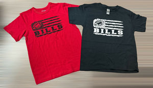 Bills Football Flag handmade tshirts in red or black