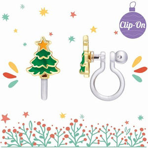 Girl Nation O Christmas Tree Cutie Clip On Earrings NEW