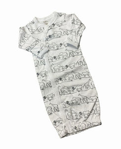 Preemie Touched by Nature Organic Cotton Kimono Gown Gray White Safari Print NEW