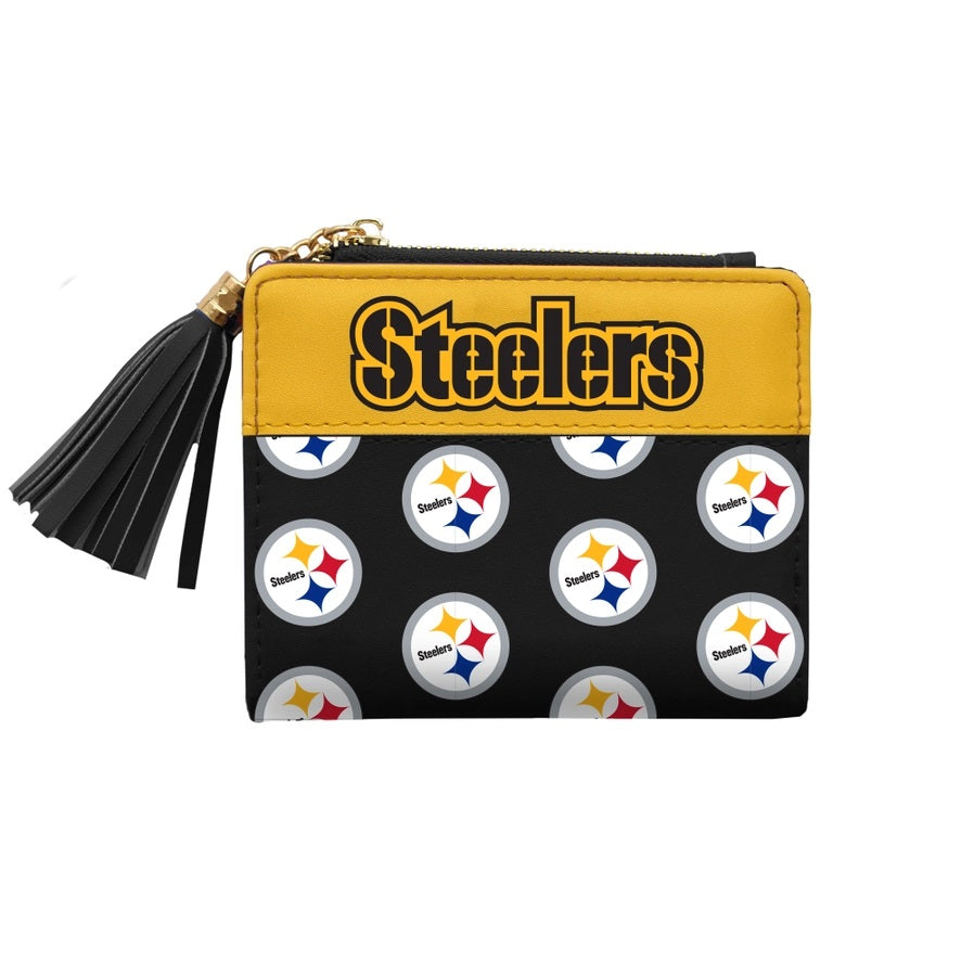 Pittsburgh Steelers NFL Black Logo Tassel Wallet.