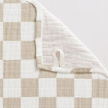 Load image into Gallery viewer, Muslin Swaddle Blanket and Nursing cover tan checkered