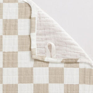 Muslin Swaddle Blanket and Nursing cover tan checkered