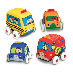 Melissa & Doug Pull Back Town Vehicles NEW ~ removable bottoms for washing!