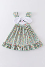 Load image into Gallery viewer, Green Easter Floral Bunny Applique Dress