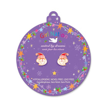 Load image into Gallery viewer, Holly Holly Santa lead free pierced earrings. 