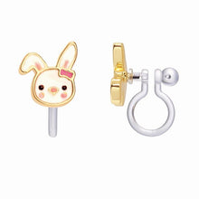 Load image into Gallery viewer, Bouncy Bunny lead free clip on earrings side view.  