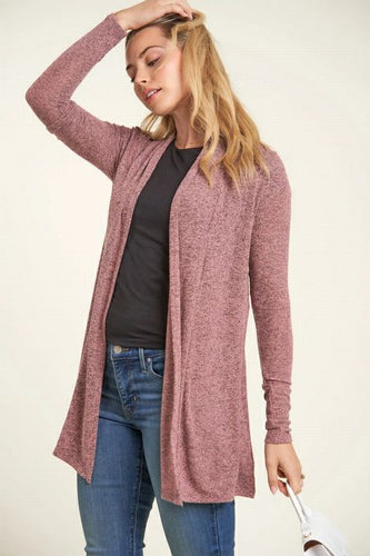 Pink Long-Sleeved Woman's Open Cardigan ~ soft & stretchy NEW