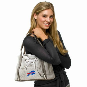 Buffalo Bills gray Hoodie looking purse with logo on front on model