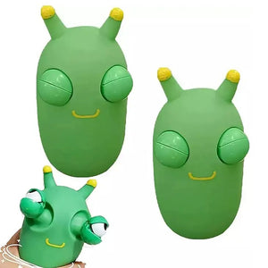 Green worm squeeze fidget eye pop out toy.