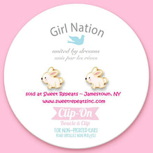 Load image into Gallery viewer, Girl Nation Glitter Rabbit Lead Free CLIP ON Earrings NEW