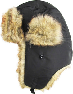 Winter Trapper Hat for adults with ear flaps black