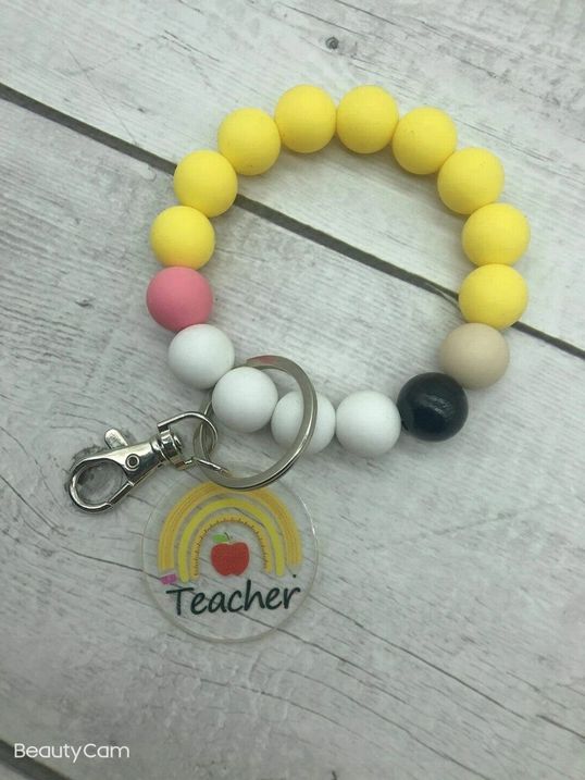 Silicone Beaded Keychain Wristlet Teacher Gift