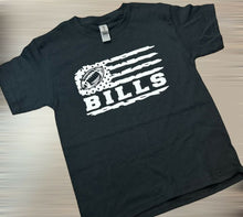 Load image into Gallery viewer, Bills Football Flag handmade tshirts in black