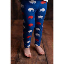 Load image into Gallery viewer, Blue Red &amp; White Buffalo Print Silky Soft stretchy baby &amp; kids leggings.