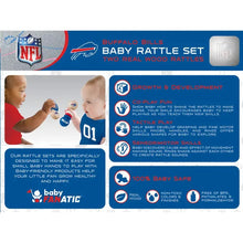 Load image into Gallery viewer, Buffalo Bills wooden baby rattles set details 