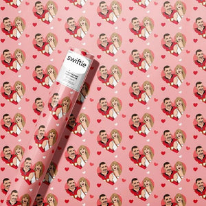 Pink Red Hearts Taylor Travis theme wrapping paper Valentine's Day.
