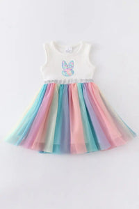 Pastel Easter Bunny sequin tulle dress for girls
