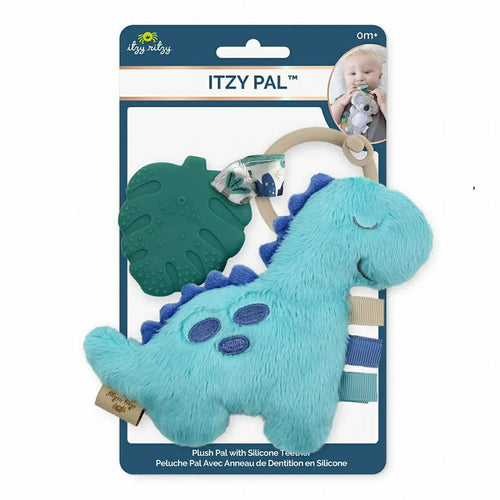 Itzy Pal™ Plush + Teether Teal Dinosaur NEW