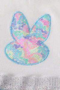 Pastel Easter Bunny sequin tulle dress for girls bunny sequin embroidered on chest