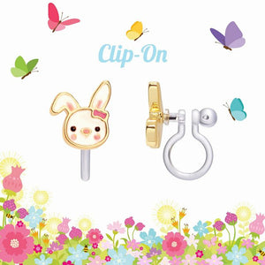 Bouncy bunny silicone clip on earrings.