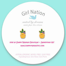 Load image into Gallery viewer, Girl Nation Lookin&#39; Pine Pineapple Lead Free Pierced Earrings NEW