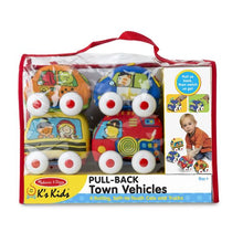 Load image into Gallery viewer, Melissa &amp; Doug Pull Back Town Vehicles NEW ~ removable bottoms for washing!