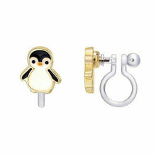 Load image into Gallery viewer, Black White Penguin Clip on earrings.