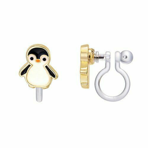 Black White Penguin Clip on earrings.