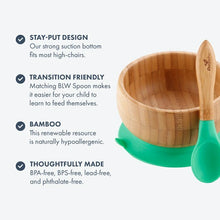 Load image into Gallery viewer, Bamboo suction dish &amp; spoon set for baby &amp; toddler details