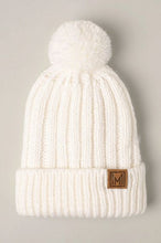 Load image into Gallery viewer, White Winter Knitted Sherpa Lined Pom Pom Beanie Hat Adult Size NEW