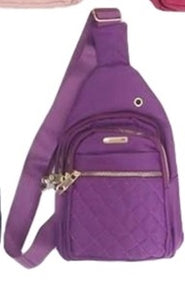 Quilted Purple Sling Cross Body Bag